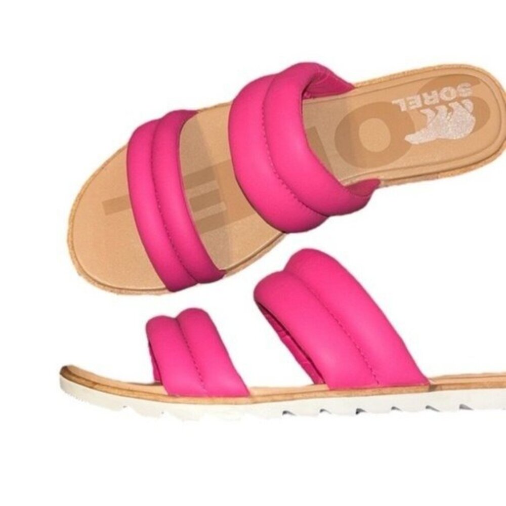 Sorel Women's Ella II PUFF Bright Pink SLIDE  Sandals US 7.5